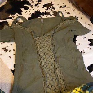 Olive cold shoulder top